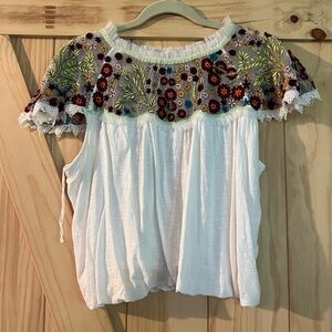 Free People embroidered bubble top - M